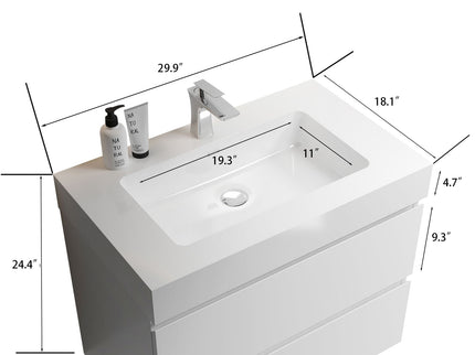 Alice - Bathroom Vanity With Large Storage, Sink, Wall Mounted