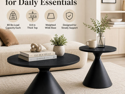 2 Piece Coffee Round Table Set