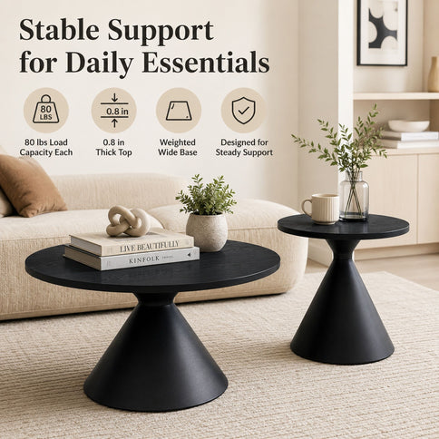 2 Piece Coffee Round Table Set