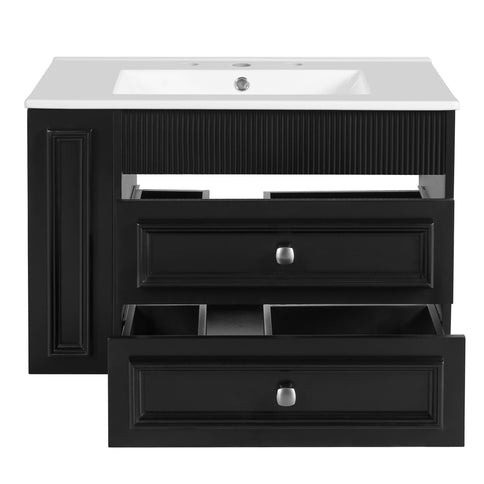 Wall Mounted Bathroom Vanity With 2 Drawers, Sink, Floating Storage Unit
