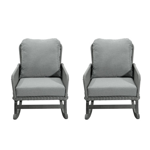 Contemporary Minimalist Wicker Rocking Chair With Soft Cushions And Durable Wooden Frame