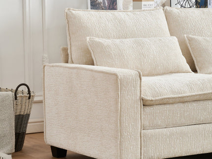 Modern Comfy L Shaped Sectional Sofa With Movable Ottoman