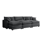 Dark Gray / 4 Pc. 3 Seater Sectional, 3 Ottomans