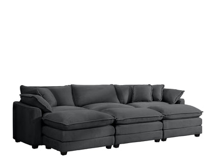 Modular Oversized Cushion Sofa With Ottoman, Low Back, Deep Seating Sofa Set