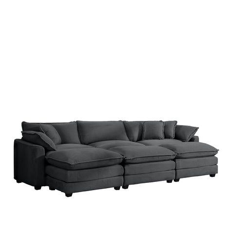Modular Oversized Cushion Sofa With Ottoman, Low Back, Deep Seating Sofa Set