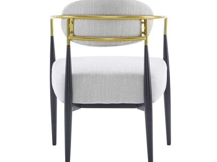 Mid Century Modern Upholstered Accent Armchair With Tapered Legs - Beige / Black / Gold