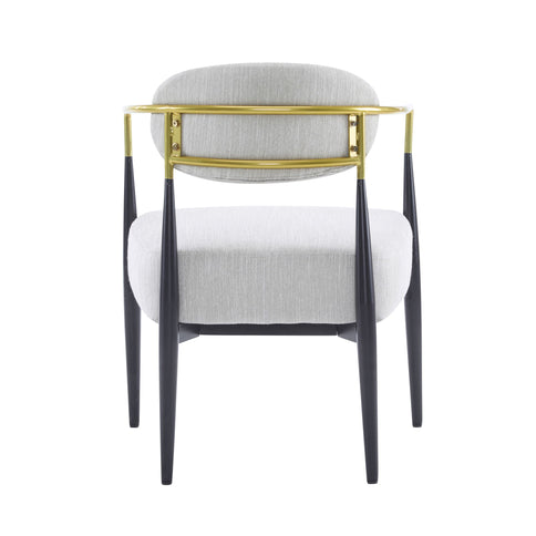 Mid Century Modern Upholstered Accent Armchair With Tapered Legs - Beige / Black / Gold