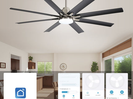 Ceiling Fan With Dimmable LED Light, 8 Blades, Reversible DC Motor, Remote Control