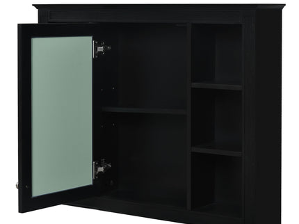 Wall Mounted Medicine Cabinet With Mirror, Storage Cabinet Featuring 6 Open Shelves And Adjustable Interior