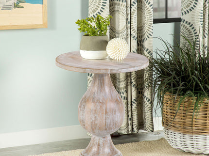 Pedestal Accent Table Elegant Round Top Table - Ivory