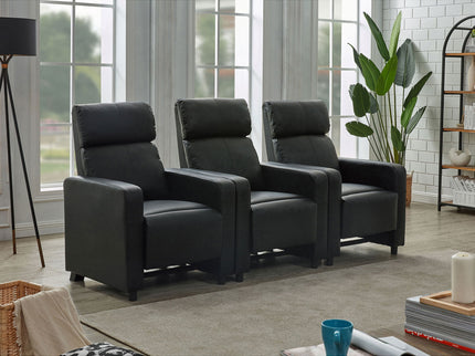 Warren - 3 Seater Reclining Home Theater - Black