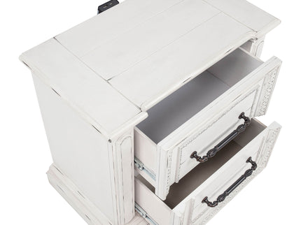 2 Drawer Nightstand With Dual USB Charging Ports - Vintage