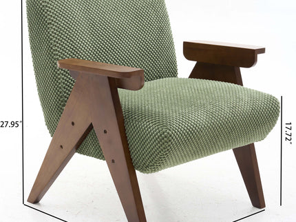 V-Shaped Armrest Accent Chair - Brown / Green