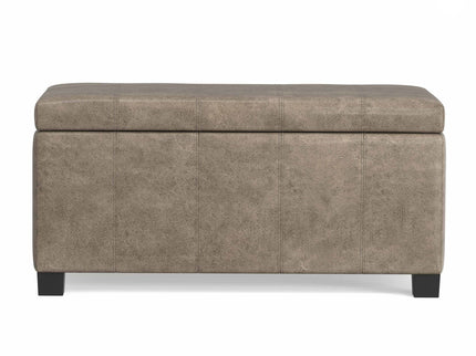 Dover - Storage Ottoman In Smoky Leather With Lift Up Storage - Brown