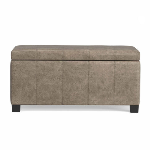Dover - Storage Ottoman In Smoky Leather With Lift Up Storage - Brown