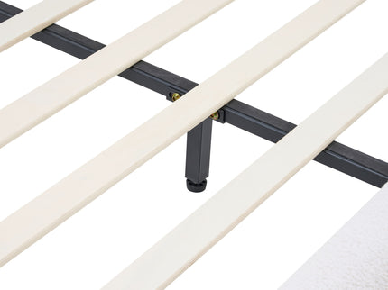 Queen Size Upholstered Platform Bed Frame With Split Headboard - White
