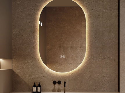 Smart Wall Mounted LED Touch Screen Mirror With Anti-Fog Function And Adjustable Lighting