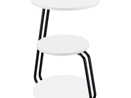 Dixon - 3 Tier Round Accent Side Table With Slim Legs - White / Black