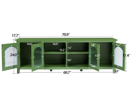 StylishTVcabinet Entertainment CenterTV Stand, TVconsoletable, Media Console, Solidwood Frame, Changhong Glass Door, Metal Handle