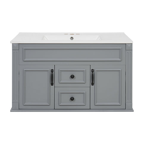 French Simple Style Wall Mounted Bathroom Cabinet With Sink