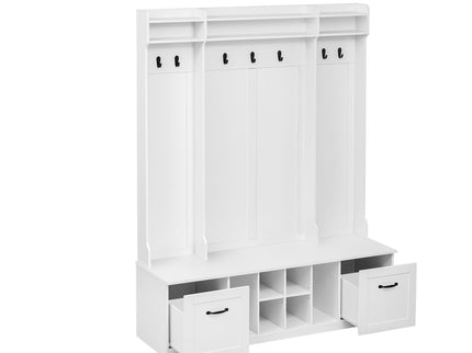 5 In 1 Entryway Bench With Coat Rack, 7 Sturdy Hooks, 2 Spacious Drawers And Adjustable Shelves