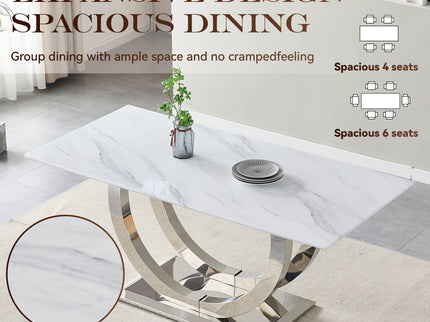 Rectangular Dining Table - Silver / White