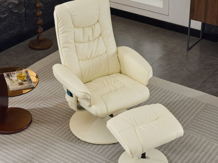 Recliner Chair With Ottoman, 360° Swivel Massage Lounge Chair With 5-Point Vibration & Heated Seat