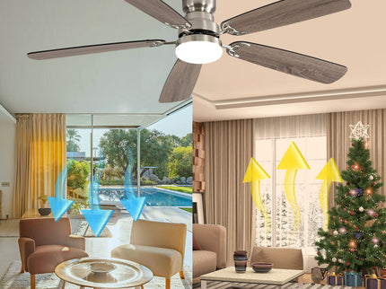 52" Ceiling Fan With LED Light, 6 Speed Remote Control, Reversible DC Motor
