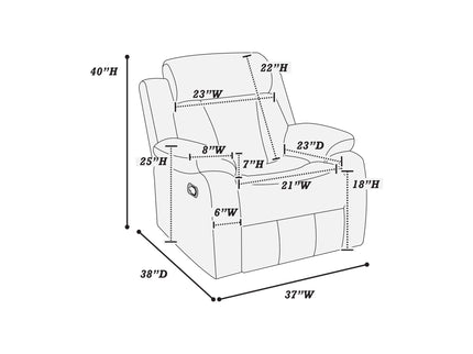 Leatherette Recliner With Pillow Arms And Headrest For Living Room - Brown