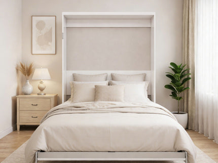 Queen Size Vertical Murphy Wall Cabinet Folding Bed With Automatic Legs - Gray