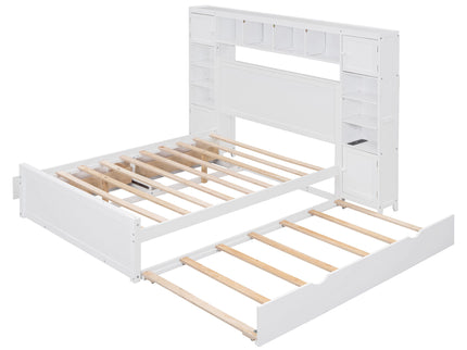 Bed With All In One Cabinet, Shelf And Sockets, Trundle