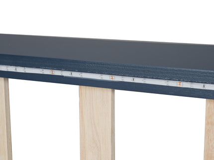 Race Car Shaped Platform Bed With LED And Upholstered Backrest In