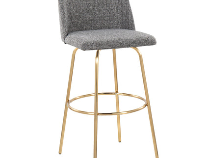 Toriano - Contemporary Fixed Height Barstool With Swivel With Round Footrest (Set of 2)