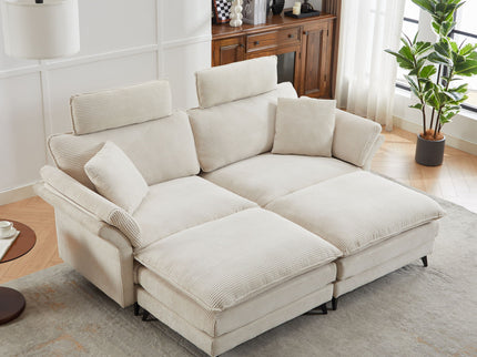 Modern Deep Seat Sectional Sofa With Ottoman