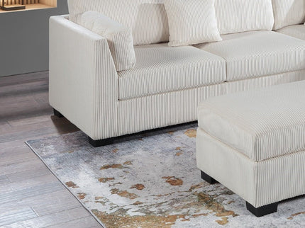 Sectional Sofa Set With Reversible Left / Right Chaise And Matching Cocktail Ottoman