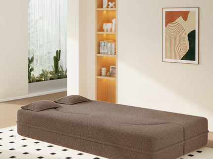 Modern Floor Sleeper Sofa Bed With 2 Pillows, Convertible Twin Size Folding Mattress For Living Room