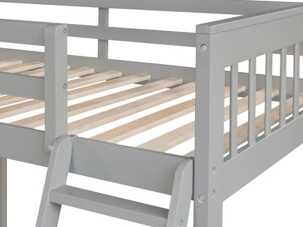 Solid L Shaped Bunk Bed With 3 Drawers, Ladder And Staircase