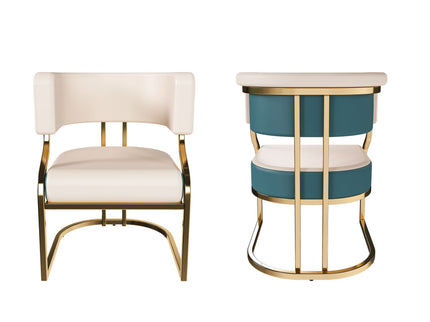 Dining Chairs Ergonomic Curved Backres (Set of 2) - Blue / Neutral