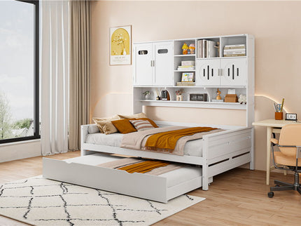 Daybed With All-In-One Cabinet And Shelf