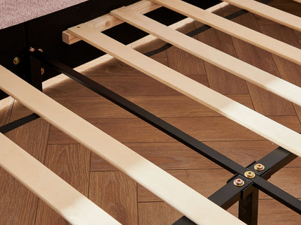 Cute Rabbit Ear Upholstered Platform Bed Frame With Safety Rail