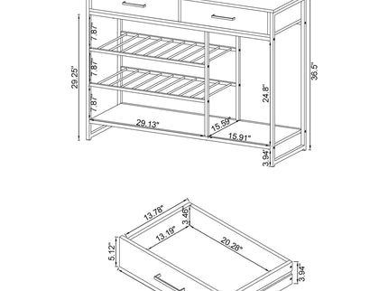 Ethel - 2 Drawer Home Bar Storage With Wine Rack - Oak