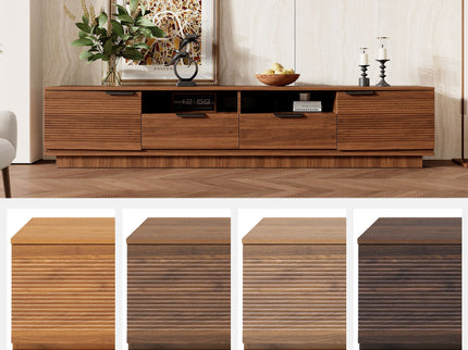 TV Stand, Entertainment Center With Deep Drawers, Cable Management & Soft Closing Hinges