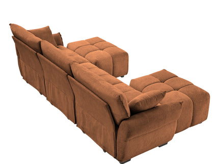Sofa Set With Ottoman And Pillows, Textured, High Resilience Cushions
