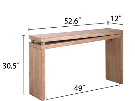 Slim Console Table, Narrow Entryway Table With Bead Detail - Light Natural / Natural