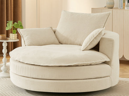 360° Swivel Accent Barrel Chair With Dual Layer Cushion And 3 Removable Pillows