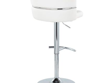 Cinch - Contemporary Adjustable Barstool With Swivel With Rounded T Footrest (Set of 2) - Chrome / White