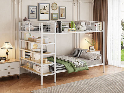 Bunk Bed With 5 Tier Shelves