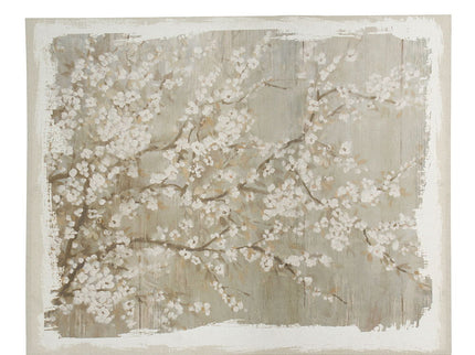 Large Cherry Blossom Canvas Art Print, Home Decor Accent Piece - Gray / White Matte