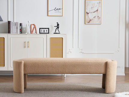 Simple Long Ottoman Bench - Light Camel