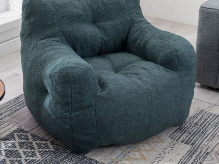 Soft Teddy Fabric Tufted Foam Bean Bag Chair With Teddy Fabric